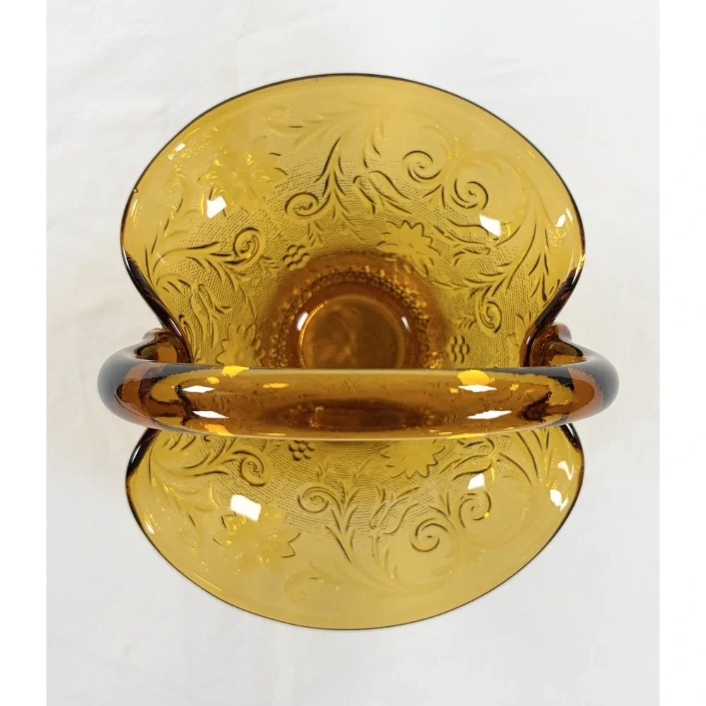 Vtg Indiana Glass Tiara Amber Sandwich Daisy 11